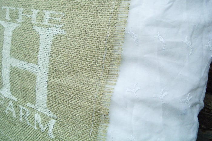 Burlap and lace pillow covers are an easy DIY project that's perfect for a country style home.