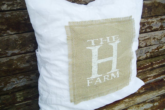 These DIY pillow covers are made with burlap and lace.