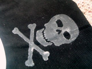 close up of painted skull and crossbones
