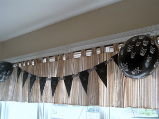 pirate garland hung across windows