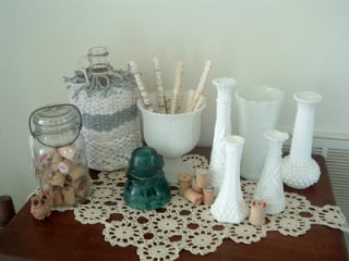 vingette of vintage jars and vases