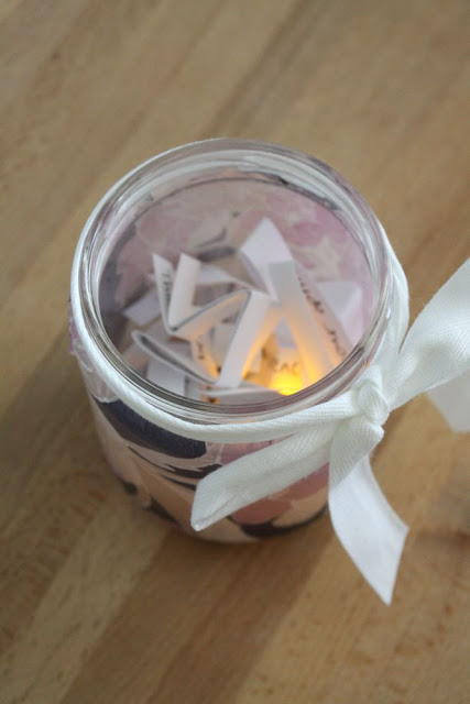 adding heartfelt notes to a votive candle holder