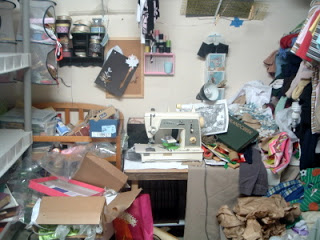 unorganized sewing area