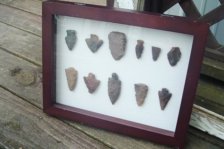 arrowheads in shadowbox