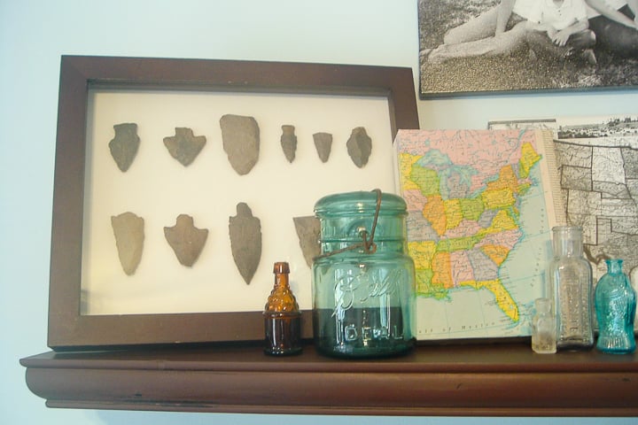 farmhouse decor with arrowheads