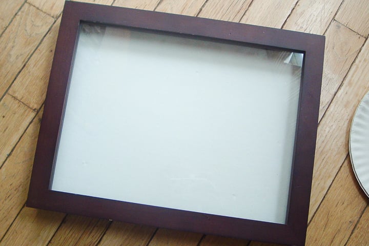 shadowbox with white fabric