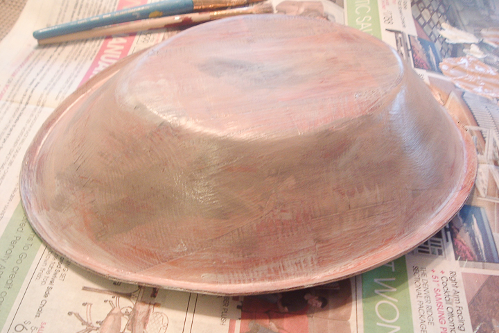 painting a wooden bowl to look old