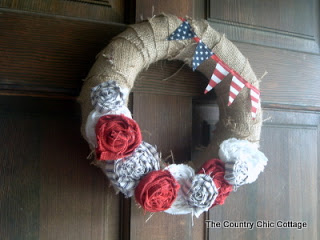 patriotic wreath hanging on a front door