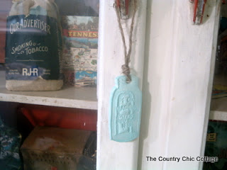 blue painted mason jar clay tags