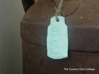 light blue mason jar polymer clay tags