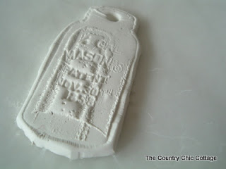 close up of mason jar clay tags