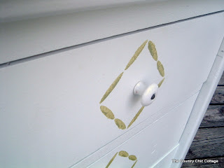 stenciling around nightstand knobs