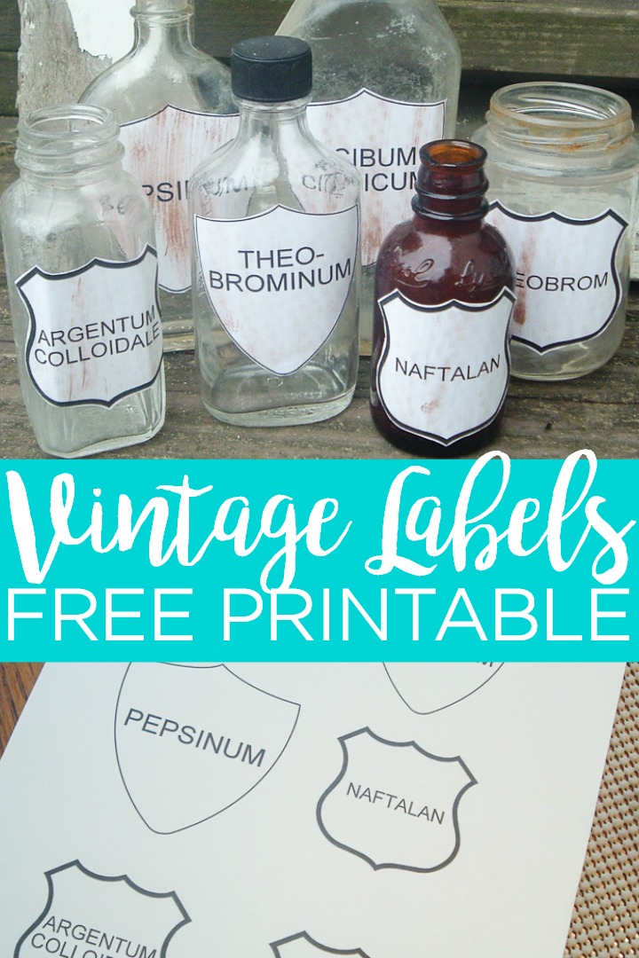 Add these free printable vintage labels to your home! Print then add to the front of bottles for some gorgeous apothecary jars in minutes that won't cost you an arm and a leg! #vintage #farmhouse #farmhousestyle #printable #freeprintable #apothecary #labels #bottles #jars
