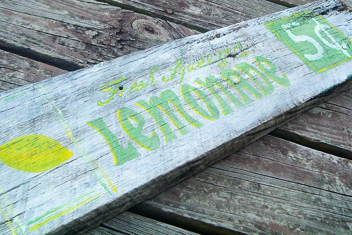 Finished Lemonade sign.
Make your own wood sign like this Lemonade sign with your Cricut machine. Amazing farmhouse style in minutes!