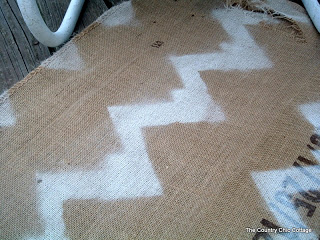 spray painted chevron on burlap