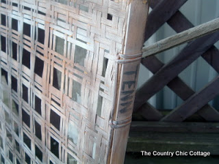 stamped letters on an aged basket