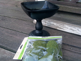 diy pedestal bowl with moss
