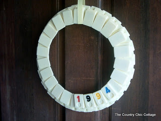 White Wreath using Rummikub Tiles