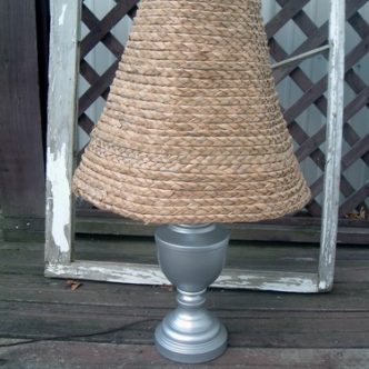 seagrass lamp shade on silver lamp base