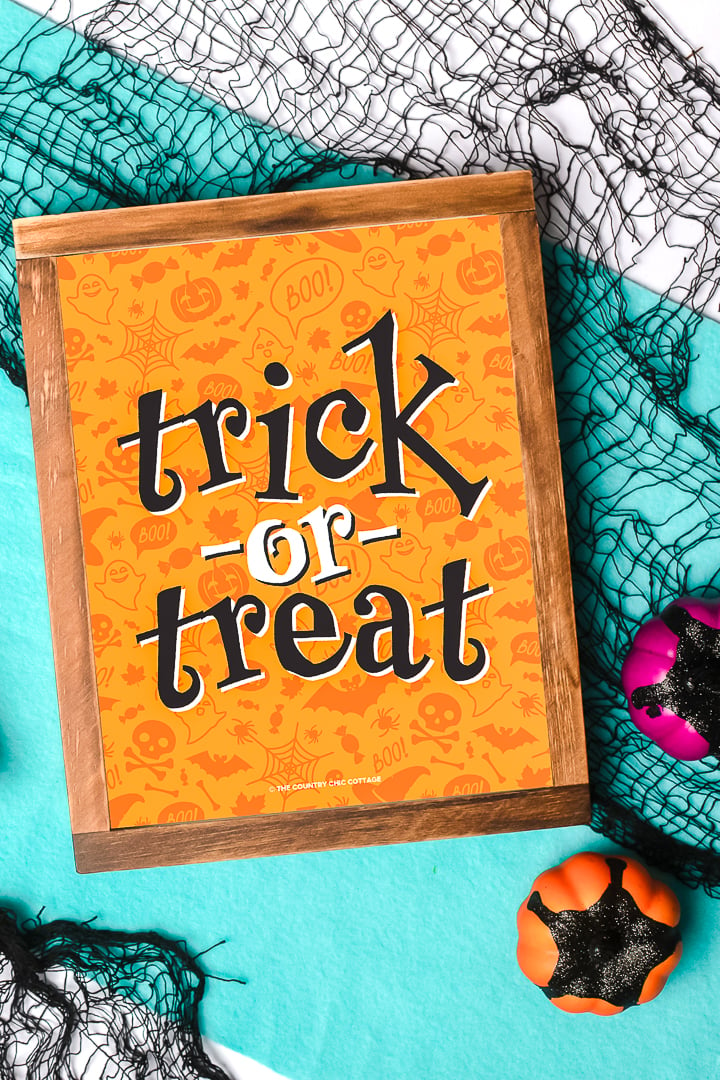 trick or treat printable sign