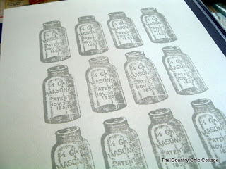 stamped mason jars on paper