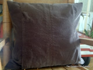 back of diy corduroy pillow