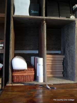 decorated hutch with basket and silhouette machine