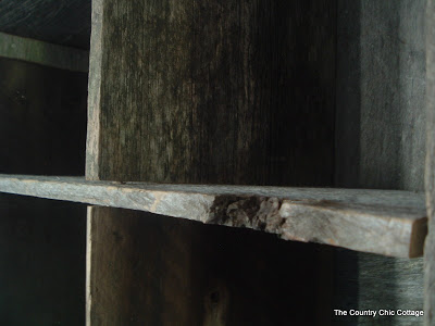 close up of barn wood shelves