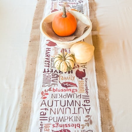 burlap table runner for fall