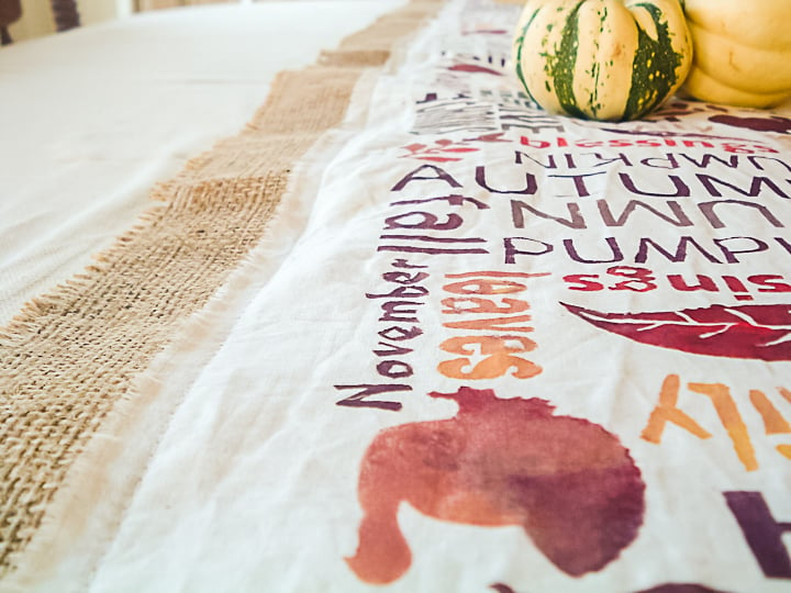 stenciled table runner