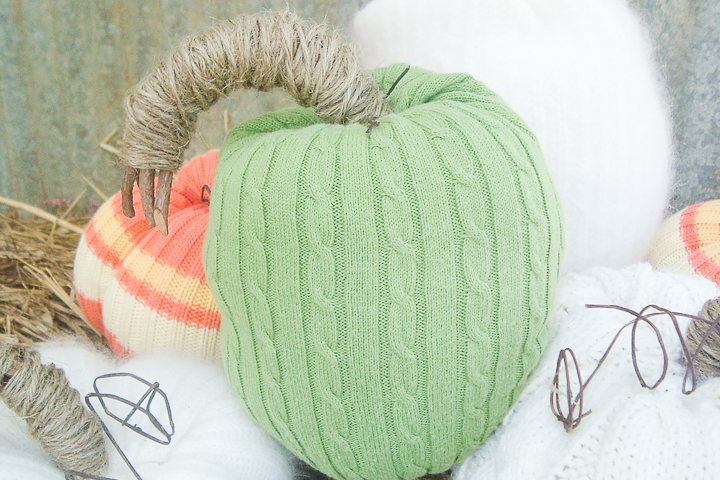 diy sweater pumpkin in green