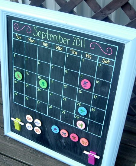Organize your life with this magnetic chalkboard calendar. It is so easy to make with this craft tutorial.