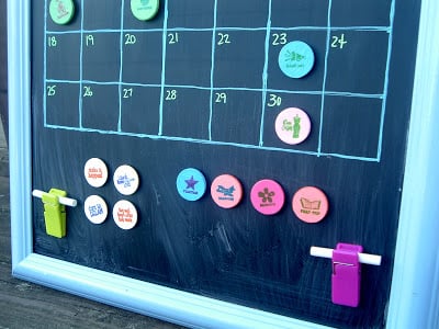 This magnetic chalkboard calendar is a great way to keep your family schedule organized