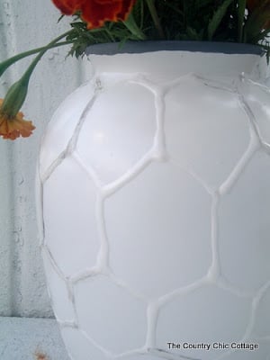 close up of hexagon white vase