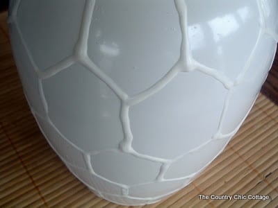 hexagon outlines on white vase