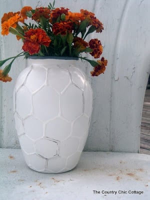 west elm knockoff vase with orange flowers