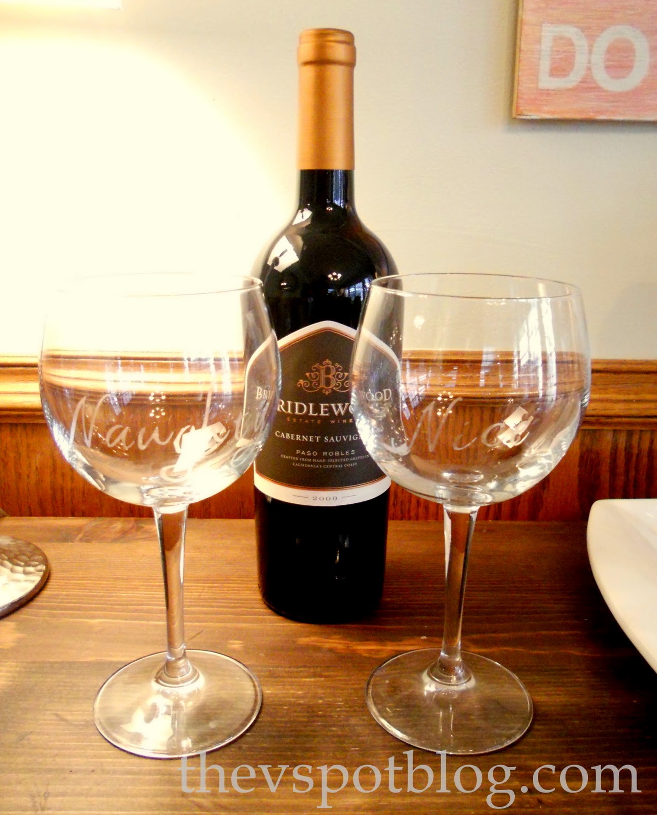 Naughty and Nice Wine Glasses The V Spot The Country Chic Cottage