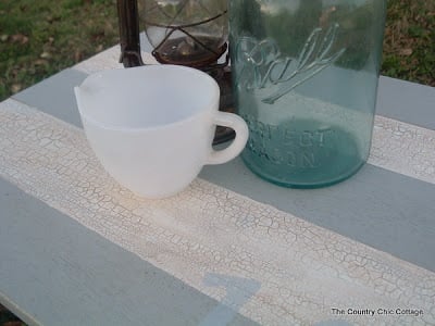 striped table painted with crackle medium