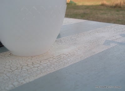 close up of crackle painted table