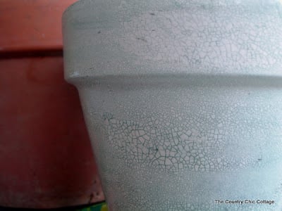crackle painted terracotta pot