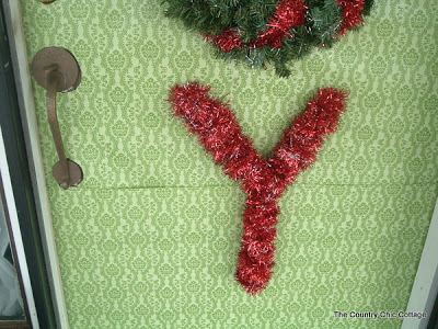 y made out of red tinsel