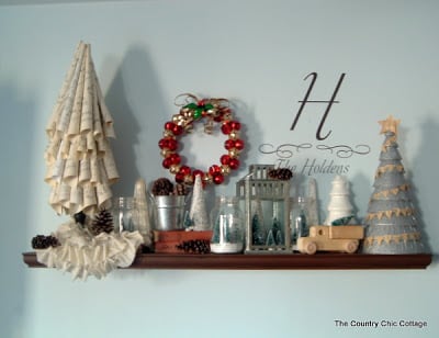 Wooden shelf with Christmas accents