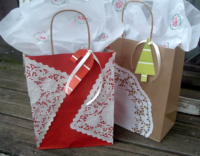 decorated Christmas gift bags