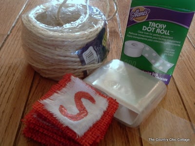 twine, glue dots and a burlap banner