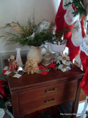 Christmas vignette on a wooden table