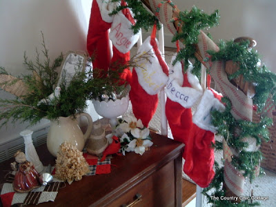 stockings hung on stair rail