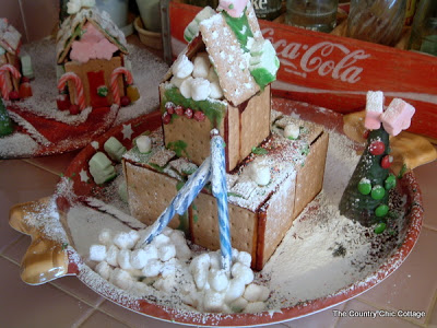 gingerbread house nestled in round bowl