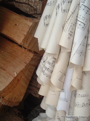 layers of sheet music Christmas tree