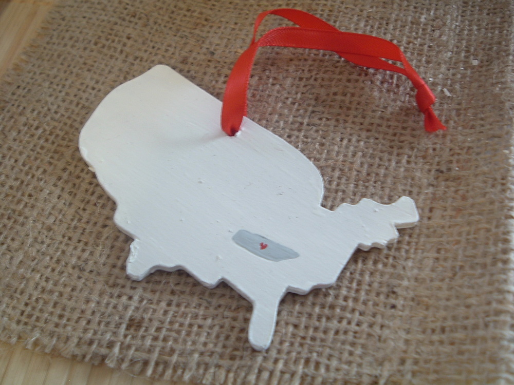 state map christmas ornament 