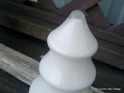 Painted glass Christmas trees to look like Milk Glass